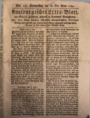 Augsburgische Ordinari Postzeitung von Staats-, gelehrten, historisch- u. ökonomischen Neuigkeiten (Augsburger Postzeitung) Donnerstag 14. Oktober 1784