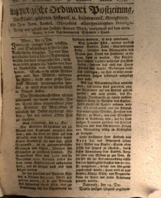 Augsburgische Ordinari Postzeitung von Staats-, gelehrten, historisch- u. ökonomischen Neuigkeiten (Augsburger Postzeitung) Montag 3. Januar 1785