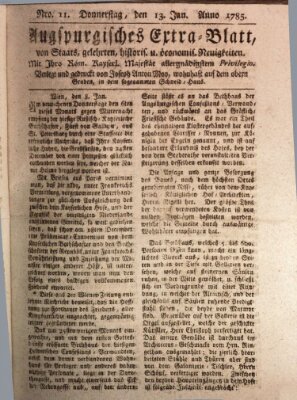 Augsburgische Ordinari Postzeitung von Staats-, gelehrten, historisch- u. ökonomischen Neuigkeiten (Augsburger Postzeitung) Donnerstag 13. Januar 1785