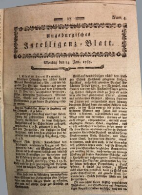 Augsburgische Ordinari Postzeitung von Staats-, gelehrten, historisch- u. ökonomischen Neuigkeiten (Augsburger Postzeitung) Montag 24. Januar 1785