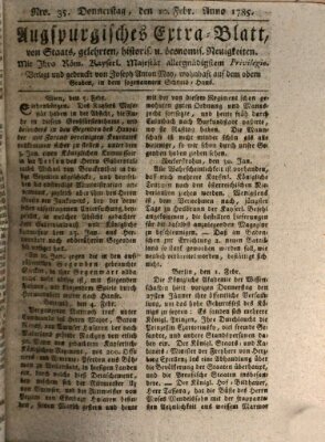 Augsburgische Ordinari Postzeitung von Staats-, gelehrten, historisch- u. ökonomischen Neuigkeiten (Augsburger Postzeitung) Donnerstag 10. Februar 1785