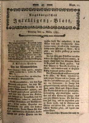 Augsburgische Ordinari Postzeitung von Staats-, gelehrten, historisch- u. ökonomischen Neuigkeiten (Augsburger Postzeitung) Montag 14. März 1785