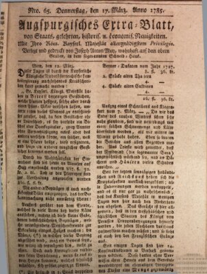 Augsburgische Ordinari Postzeitung von Staats-, gelehrten, historisch- u. ökonomischen Neuigkeiten (Augsburger Postzeitung) Donnerstag 17. März 1785