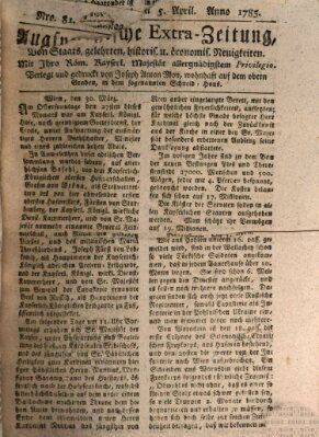 Augsburgische Ordinari Postzeitung von Staats-, gelehrten, historisch- u. ökonomischen Neuigkeiten (Augsburger Postzeitung) Dienstag 5. April 1785