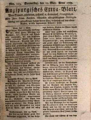 Augsburgische Ordinari Postzeitung von Staats-, gelehrten, historisch- u. ökonomischen Neuigkeiten (Augsburger Postzeitung) Donnerstag 12. Mai 1785