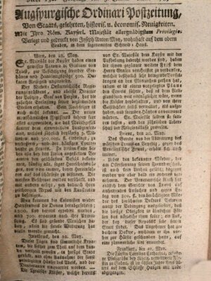 Augsburgische Ordinari Postzeitung von Staats-, gelehrten, historisch- u. ökonomischen Neuigkeiten (Augsburger Postzeitung) Freitag 3. Juni 1785