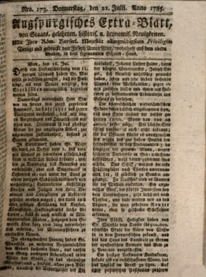 Augsburgische Ordinari Postzeitung von Staats-, gelehrten, historisch- u. ökonomischen Neuigkeiten (Augsburger Postzeitung) Donnerstag 21. Juli 1785