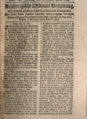 Augsburgische Ordinari Postzeitung von Staats-, gelehrten, historisch- u. ökonomischen Neuigkeiten (Augsburger Postzeitung) Freitag 5. August 1785