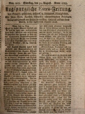 Augsburgische Ordinari Postzeitung von Staats-, gelehrten, historisch- u. ökonomischen Neuigkeiten (Augsburger Postzeitung) Dienstag 30. August 1785