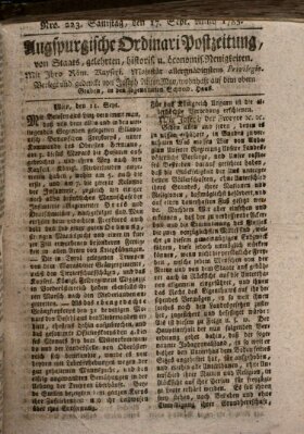 Augsburgische Ordinari Postzeitung von Staats-, gelehrten, historisch- u. ökonomischen Neuigkeiten (Augsburger Postzeitung) Samstag 17. September 1785