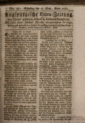 Augsburgische Ordinari Postzeitung von Staats-, gelehrten, historisch- u. ökonomischen Neuigkeiten (Augsburger Postzeitung) Dienstag 27. September 1785