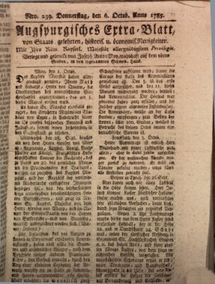 Augsburgische Ordinari Postzeitung von Staats-, gelehrten, historisch- u. ökonomischen Neuigkeiten (Augsburger Postzeitung) Donnerstag 6. Oktober 1785