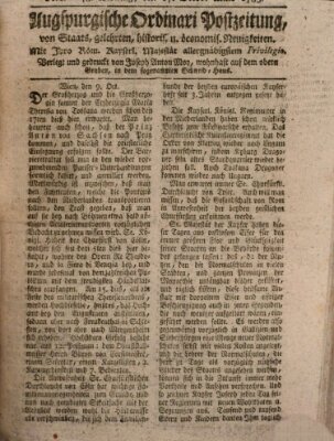 Augsburgische Ordinari Postzeitung von Staats-, gelehrten, historisch- u. ökonomischen Neuigkeiten (Augsburger Postzeitung) Montag 17. Oktober 1785