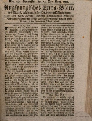 Augsburgische Ordinari Postzeitung von Staats-, gelehrten, historisch- u. ökonomischen Neuigkeiten (Augsburger Postzeitung) Donnerstag 24. November 1785