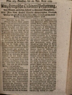 Augsburgische Ordinari Postzeitung von Staats-, gelehrten, historisch- u. ökonomischen Neuigkeiten (Augsburger Postzeitung) Samstag 26. November 1785