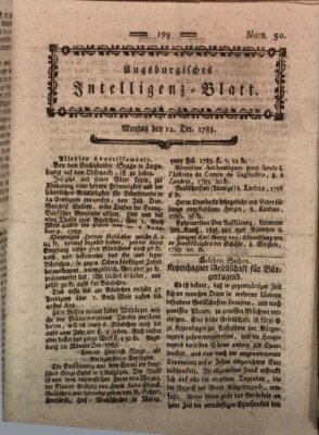 Augsburgische Ordinari Postzeitung von Staats-, gelehrten, historisch- u. ökonomischen Neuigkeiten (Augsburger Postzeitung) Montag 12. Dezember 1785