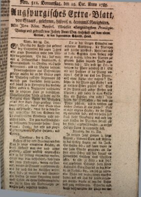 Augsburgische Ordinari Postzeitung von Staats-, gelehrten, historisch- u. ökonomischen Neuigkeiten (Augsburger Postzeitung) Donnerstag 29. Dezember 1785