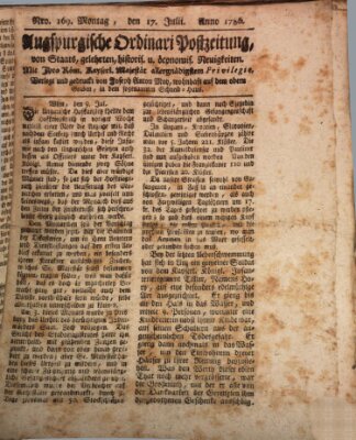 Augsburgische Ordinari Postzeitung von Staats-, gelehrten, historisch- u. ökonomischen Neuigkeiten (Augsburger Postzeitung) Montag 17. Juli 1786