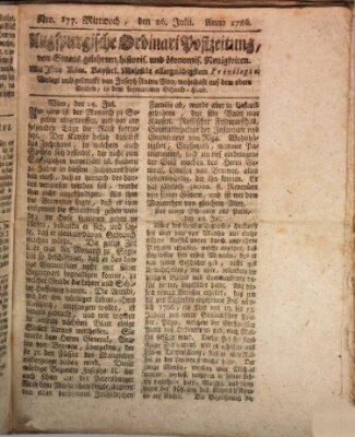 Augsburgische Ordinari Postzeitung von Staats-, gelehrten, historisch- u. ökonomischen Neuigkeiten (Augsburger Postzeitung) Mittwoch 26. Juli 1786