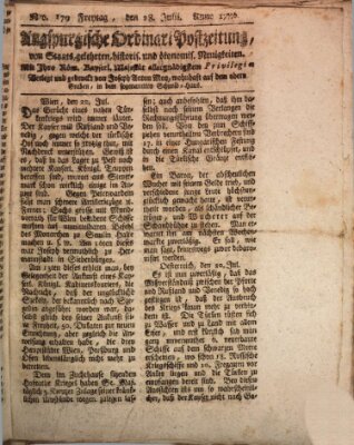 Augsburgische Ordinari Postzeitung von Staats-, gelehrten, historisch- u. ökonomischen Neuigkeiten (Augsburger Postzeitung) Freitag 28. Juli 1786