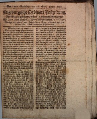 Augsburgische Ordinari Postzeitung von Staats-, gelehrten, historisch- u. ökonomischen Neuigkeiten (Augsburger Postzeitung) Samstag 16. September 1786