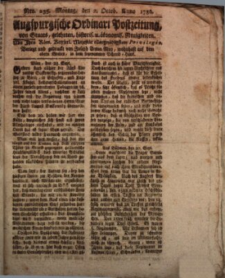 Augsburgische Ordinari Postzeitung von Staats-, gelehrten, historisch- u. ökonomischen Neuigkeiten (Augsburger Postzeitung) Montag 2. Oktober 1786