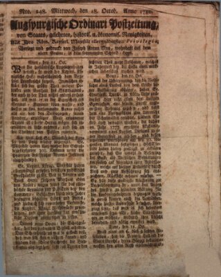 Augsburgische Ordinari Postzeitung von Staats-, gelehrten, historisch- u. ökonomischen Neuigkeiten (Augsburger Postzeitung) Mittwoch 18. Oktober 1786