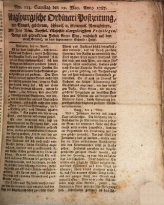 Augsburgische Ordinari Postzeitung von Staats-, gelehrten, historisch- u. ökonomischen Neuigkeiten (Augsburger Postzeitung) Samstag 12. Mai 1787