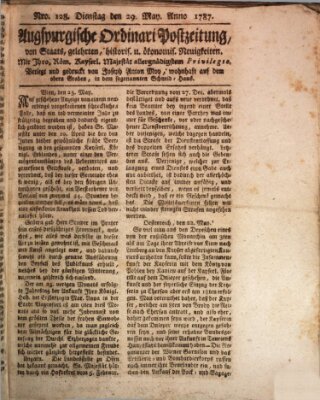 Augsburgische Ordinari Postzeitung von Staats-, gelehrten, historisch- u. ökonomischen Neuigkeiten (Augsburger Postzeitung) Dienstag 29. Mai 1787