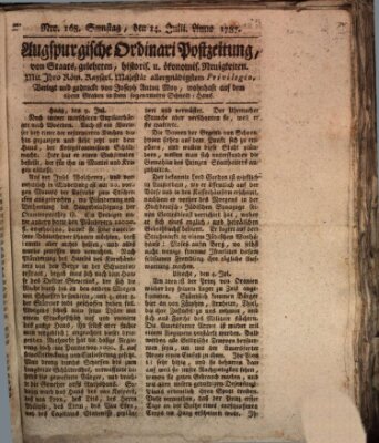 Augsburgische Ordinari Postzeitung von Staats-, gelehrten, historisch- u. ökonomischen Neuigkeiten (Augsburger Postzeitung) Samstag 14. Juli 1787