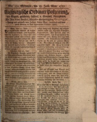 Augsburgische Ordinari Postzeitung von Staats-, gelehrten, historisch- u. ökonomischen Neuigkeiten (Augsburger Postzeitung) Mittwoch 18. Juli 1787