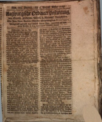 Augsburgische Ordinari Postzeitung von Staats-, gelehrten, historisch- u. ökonomischen Neuigkeiten (Augsburger Postzeitung) Freitag 3. August 1787