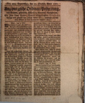 Augsburgische Ordinari Postzeitung von Staats-, gelehrten, historisch- u. ökonomischen Neuigkeiten (Augsburger Postzeitung) Donnerstag 11. Oktober 1787