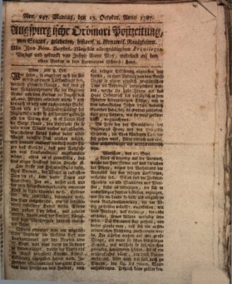 Augsburgische Ordinari Postzeitung von Staats-, gelehrten, historisch- u. ökonomischen Neuigkeiten (Augsburger Postzeitung) Montag 15. Oktober 1787