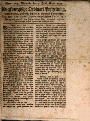 Augsburgische Ordinari Postzeitung von Staats-, gelehrten, historisch- u. ökonomischen Neuigkeiten (Augsburger Postzeitung) Mittwoch 9. Juli 1788