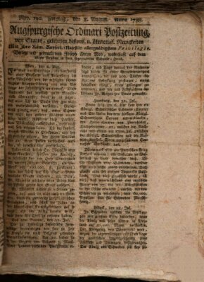 Augsburgische Ordinari Postzeitung von Staats-, gelehrten, historisch- u. ökonomischen Neuigkeiten (Augsburger Postzeitung) Freitag 8. August 1788