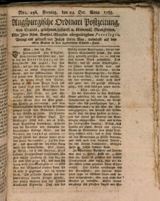 Augsburgische Ordinari Postzeitung von Staats-, gelehrten, historisch- u. ökonomischen Neuigkeiten (Augsburger Postzeitung) Freitag 24. Oktober 1788