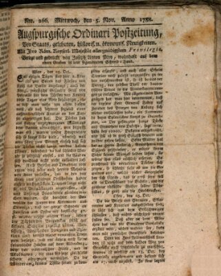 Augsburgische Ordinari Postzeitung von Staats-, gelehrten, historisch- u. ökonomischen Neuigkeiten (Augsburger Postzeitung) Mittwoch 5. November 1788