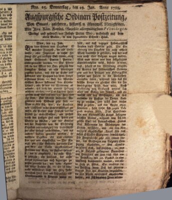 Augsburgische Ordinari Postzeitung von Staats-, gelehrten, historisch- u. ökonomischen Neuigkeiten (Augsburger Postzeitung) Donnerstag 29. Januar 1789