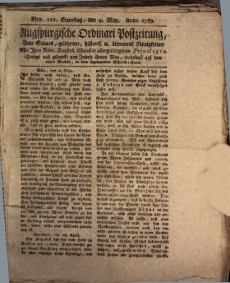 Augsburgische Ordinari Postzeitung von Staats-, gelehrten, historisch- u. ökonomischen Neuigkeiten (Augsburger Postzeitung) Samstag 9. Mai 1789