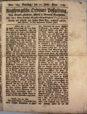 Augsburgische Ordinari Postzeitung von Staats-, gelehrten, historisch- u. ökonomischen Neuigkeiten (Augsburger Postzeitung) Samstag 11. Juli 1789