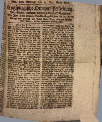 Augsburgische Ordinari Postzeitung von Staats-, gelehrten, historisch- u. ökonomischen Neuigkeiten (Augsburger Postzeitung) Montag 14. Dezember 1789