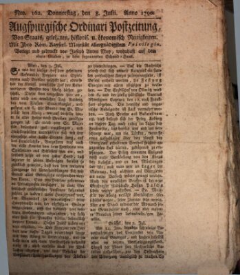 Augsburgische Ordinari Postzeitung von Staats-, gelehrten, historisch- u. ökonomischen Neuigkeiten (Augsburger Postzeitung) Donnerstag 8. Juli 1790