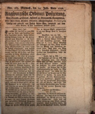 Augsburgische Ordinari Postzeitung von Staats-, gelehrten, historisch- u. ökonomischen Neuigkeiten (Augsburger Postzeitung) Mittwoch 14. Juli 1790