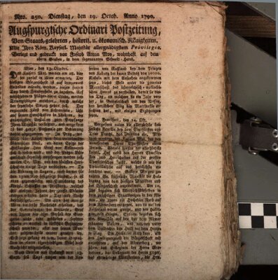 Augsburgische Ordinari Postzeitung von Staats-, gelehrten, historisch- u. ökonomischen Neuigkeiten (Augsburger Postzeitung) Dienstag 19. Oktober 1790