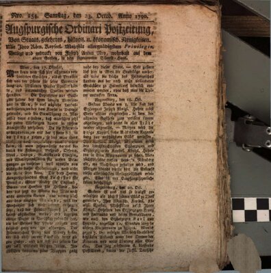 Augsburgische Ordinari Postzeitung von Staats-, gelehrten, historisch- u. ökonomischen Neuigkeiten (Augsburger Postzeitung) Samstag 23. Oktober 1790