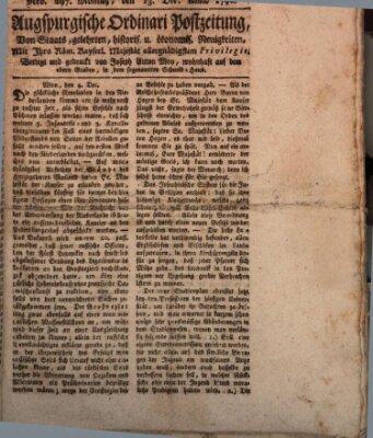 Augsburgische Ordinari Postzeitung von Staats-, gelehrten, historisch- u. ökonomischen Neuigkeiten (Augsburger Postzeitung) Montag 13. Dezember 1790