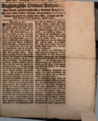 Augsburgische Ordinari Postzeitung von Staats-, gelehrten, historisch- u. ökonomischen Neuigkeiten (Augsburger Postzeitung) Dienstag 21. Dezember 1790