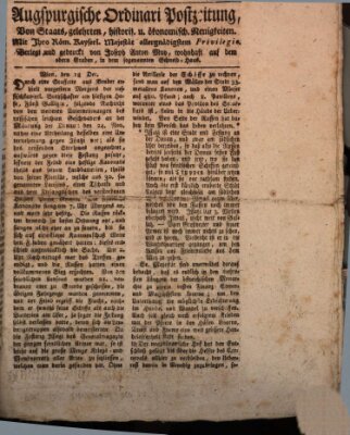 Augsburgische Ordinari Postzeitung von Staats-, gelehrten, historisch- u. ökonomischen Neuigkeiten (Augsburger Postzeitung) Donnerstag 23. Dezember 1790