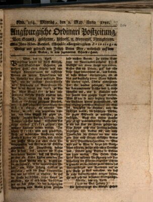 Augsburgische Ordinari Postzeitung von Staats-, gelehrten, historisch- u. ökonomischen Neuigkeiten (Augsburger Postzeitung) Montag 2. Mai 1791